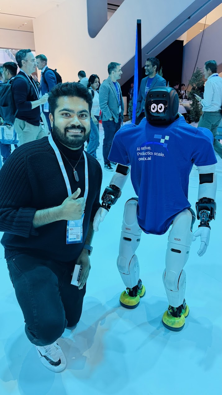Neil with humanoid robot